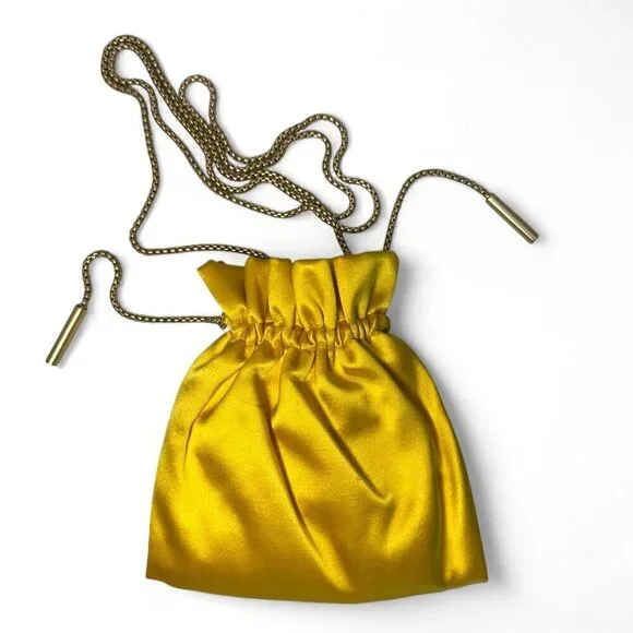 Zimmermann Women's Gathered Satin Pouch - Sunflower Yellow/Gold NWT
